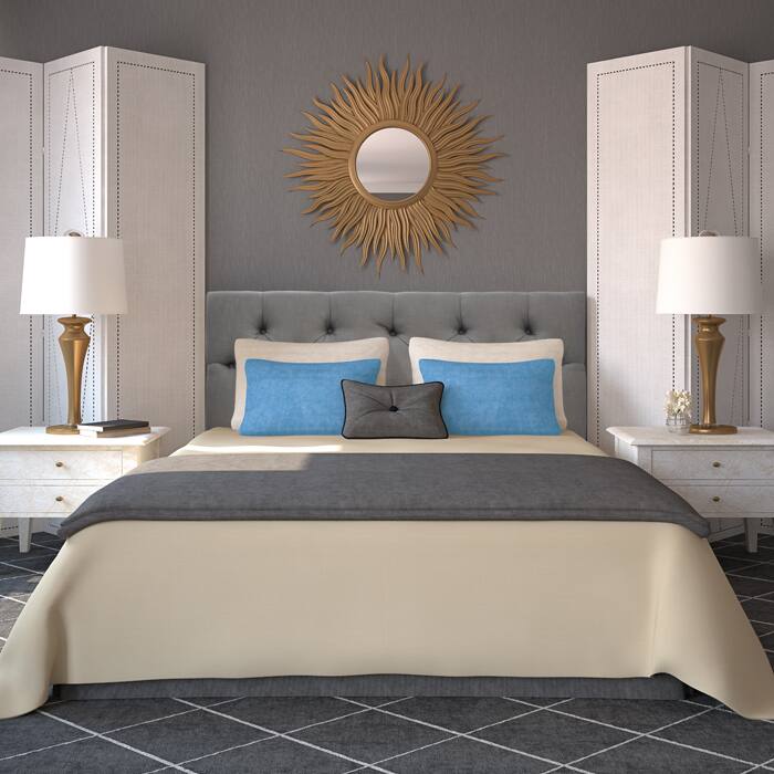 Klein Light Grey Diamond-tufted Upholstered Headboard