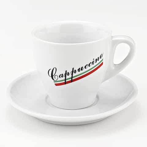 Italian Cappuccino 8-piece Porcelain Mug and Saucer Set