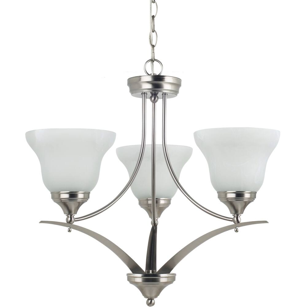 'Brockton' Brushed Nickel 3-Light Single Tier Chandelier (3-Light Single Tier Chandelier in Brushed Nickel) - Chandeliers For Bedrooms by Overstock.com