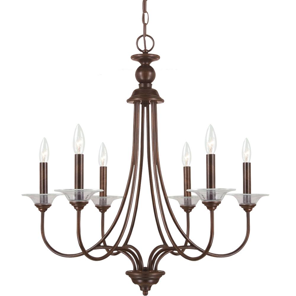 'Lemont' Burnt Sienna 6-Light Single Tier Chandelier (6-Light Single Tier Chandelier in Burnt Sienna) - Chandeliers For Bedrooms by Overstock.com
