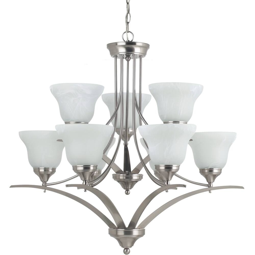 'Brockton' Brushed Nickel 9-Light Multi-tiered Chandelier (9-Light Chandelier in Brushed Nickel) - Chandeliers For Bedrooms by Overstock.com