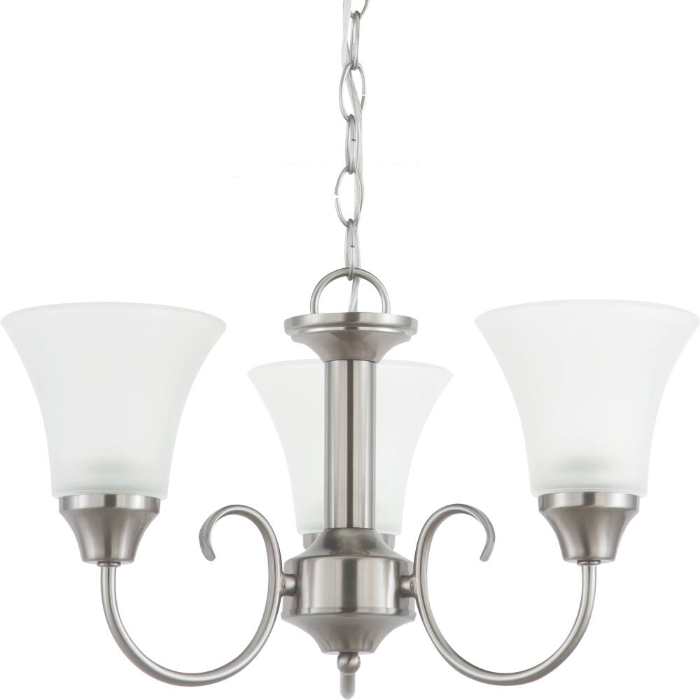 'Holman' Brushed Nickel 3-Light Single Tier Chandelier (3-Light Single Tier Chandelier in Brushed Nickel) - Chandeliers For Bedrooms by Overstock.com