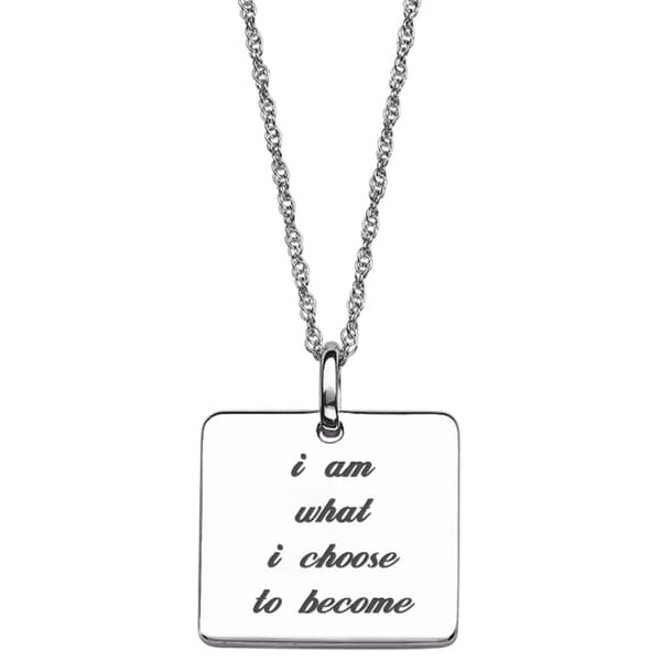 Sterling Silver Life Sentiment Square Tag Necklace Sterling Silver Necklaces