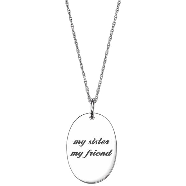 Sterling Silver Life Sentiment Oval Tag Necklace