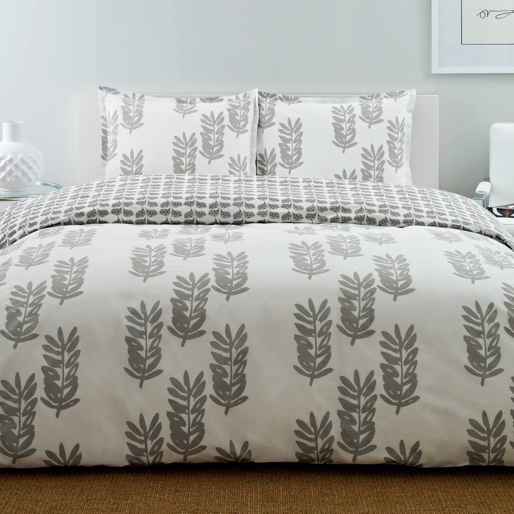 City Scene Paloma Leaf Cotton 3-piece Reversible Comforter Set