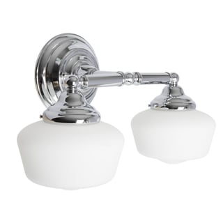On-Off Line Switch Wall Sconces & Vanity Lights - Shop The Best ... - Academy 2-light Chrome Wall/Bath Vanity with Satin White Schoolhouse Glass
