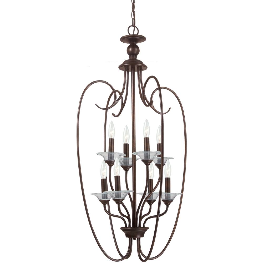 Lemont 8-light Burnt Sienna Candelabra Pendant with Clear Glass Bobeches