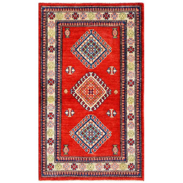 Afghan Hand knotted Kazak Red/ Ivory Wool Rug (2'11 x 4'10) Accent Rugs