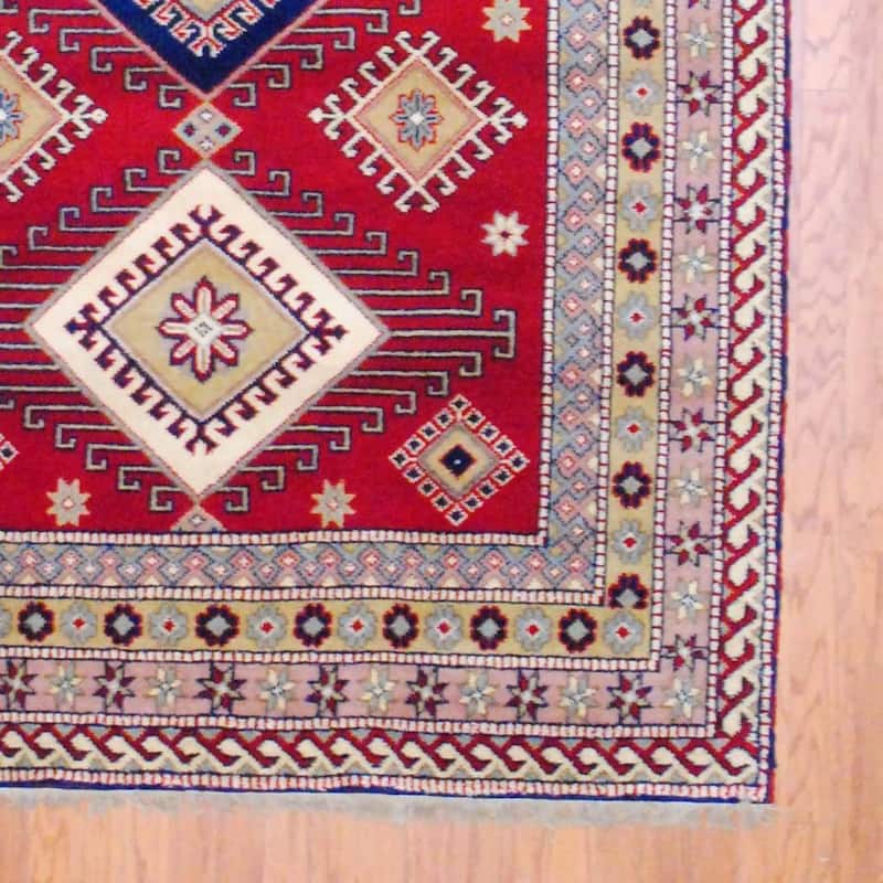 Handmade Kazak Wool Rug (India) - 4' x 6'