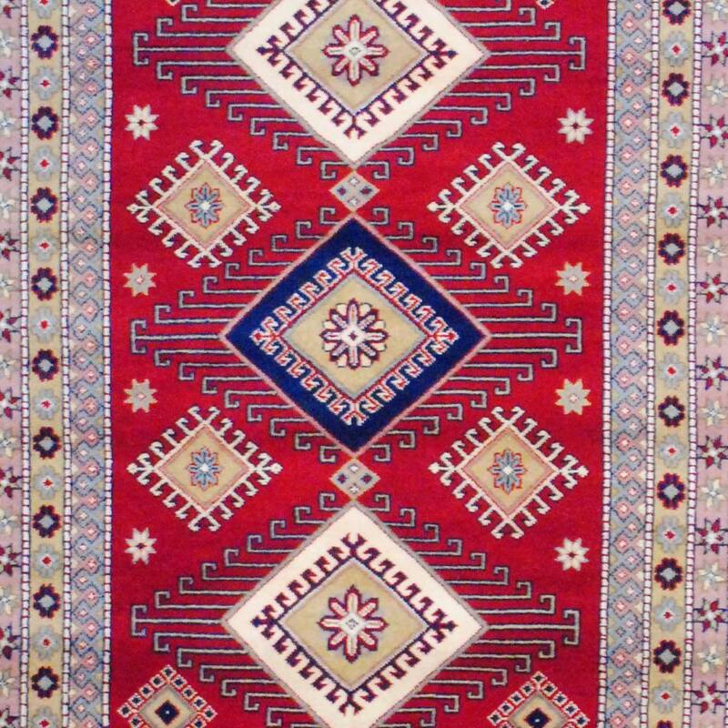 Handmade Kazak Wool Rug (India) - 4' x 6'