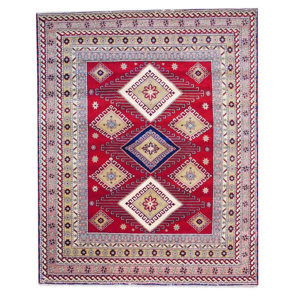 Shop Indo Hand-knotted 8 x 10-foot Red/ Salmon Kazak Wool Rug (India ...