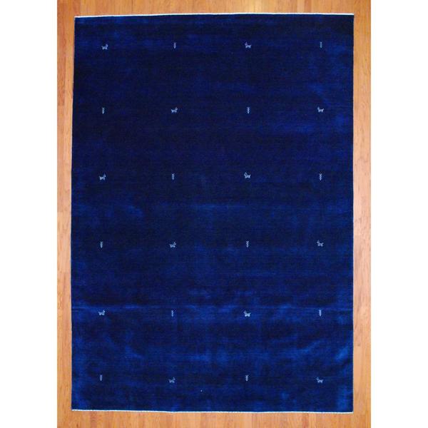 Indo Hand knotted Navy/ White Gabbeh Wool Rug (10' x 14') 7x9   10x14 Rugs