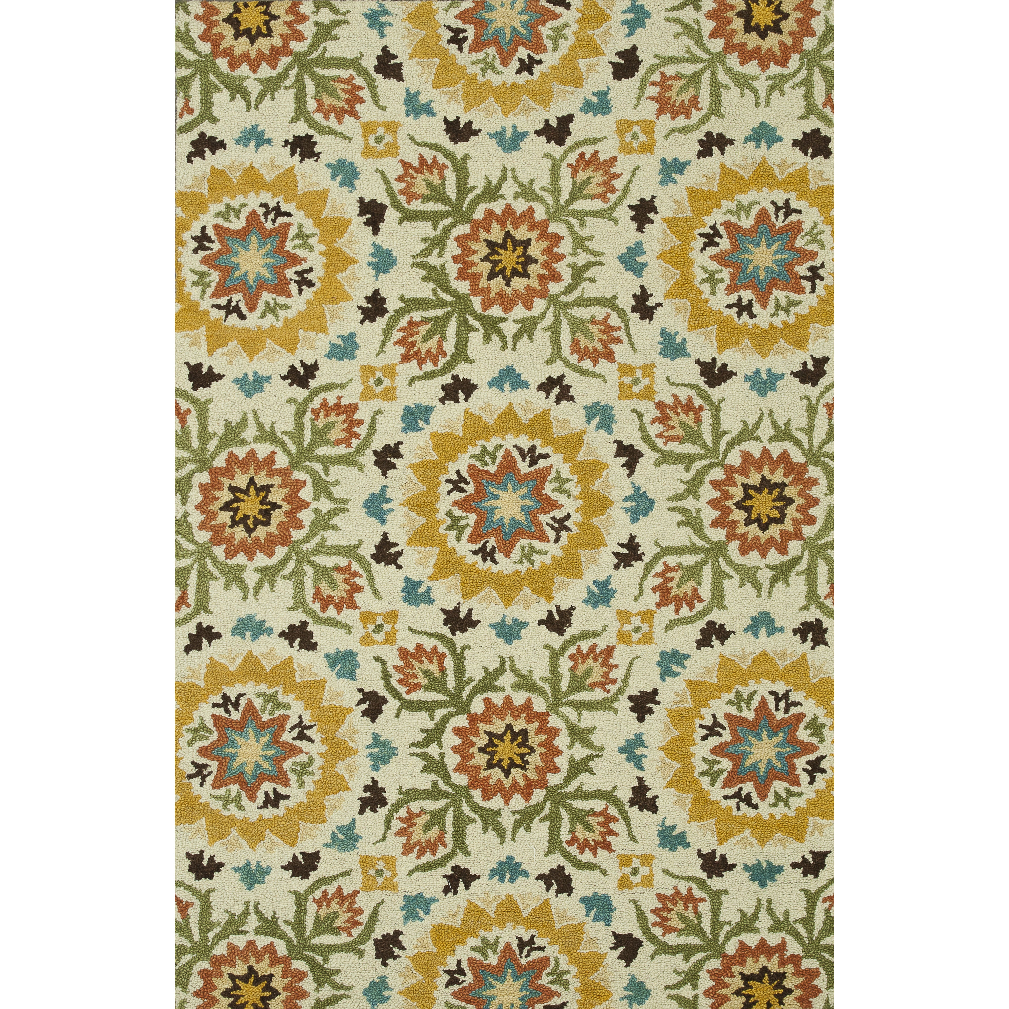 Hand tufted Meadow Ivory/ Green Wool Rug (50 X 76)