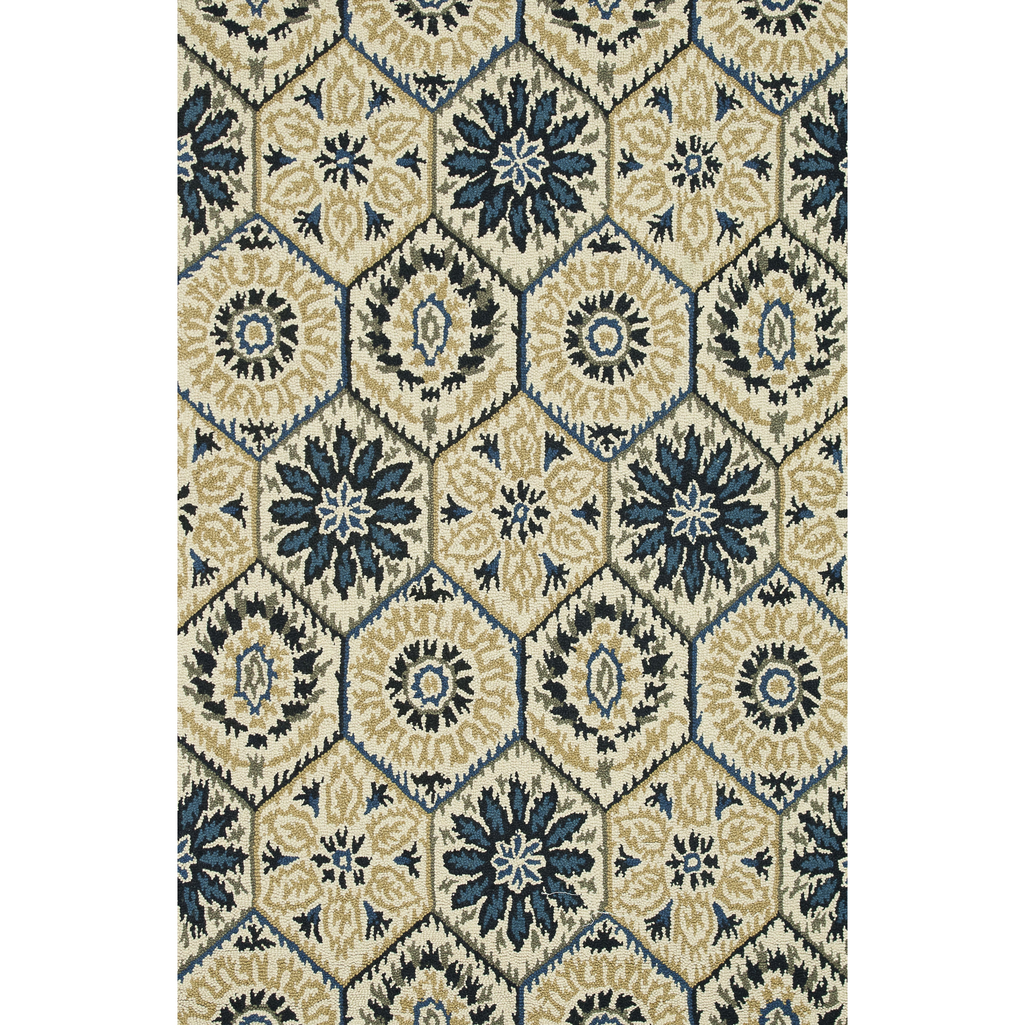 Hand tufted Meadow Ivory/ Navy Wool Rug (36 X 56)