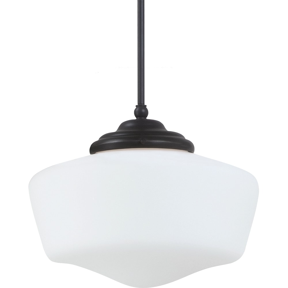 Academy Medium 1 light Heirloom Bronze Pendant With Satin White Schoolhouse Glass