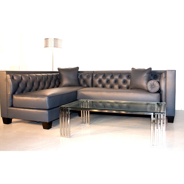 Decenni Custom Furniture 'Tobias' Monte Carlo Slate Leather Sectional Sofa Sofas & Loveseats