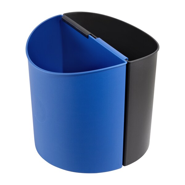 Safco 3 gal. Black/ Blue Dual Deskside Waste Recycling Receptacle