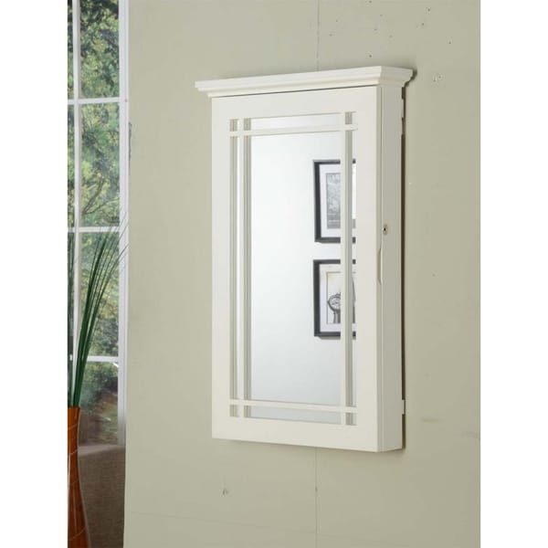 White Wall mount Jewelry Armoire with Lock  ™ Shopping