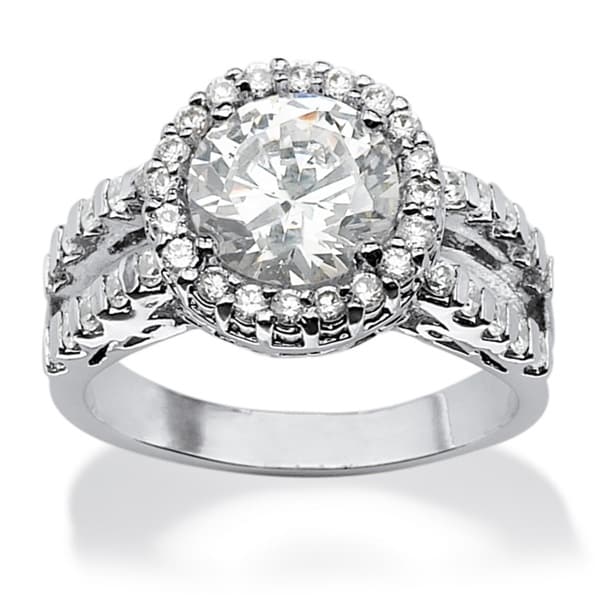 Ultimate CZ Platinum over Silver Channel set Cubic Zirconia Ring Palm Beach Jewelry Cubic Zirconia Rings