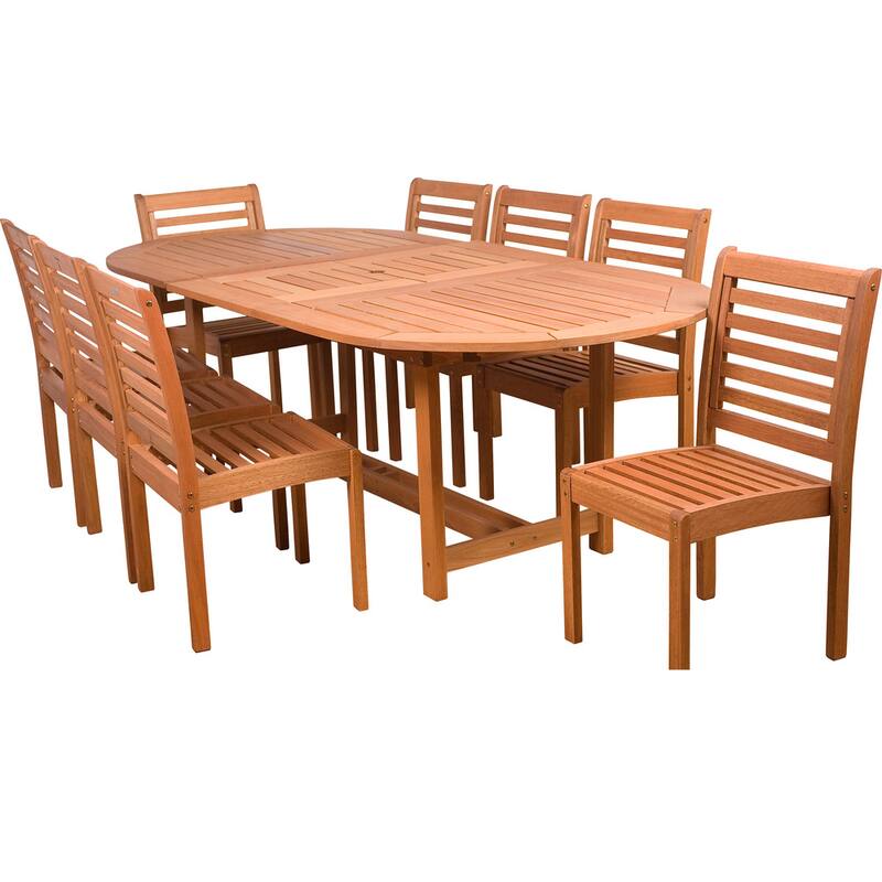 Amazonia Amelia 100% FSC Certified Wood 9-piece Outdoor Patio Dining Set