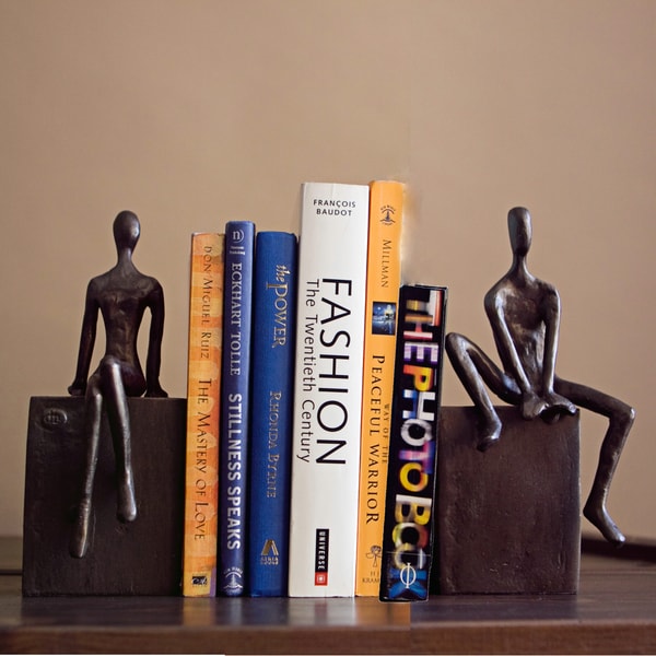 Man and Woman Sitting on a Block Metal Bookend Set - Free Shipping ...