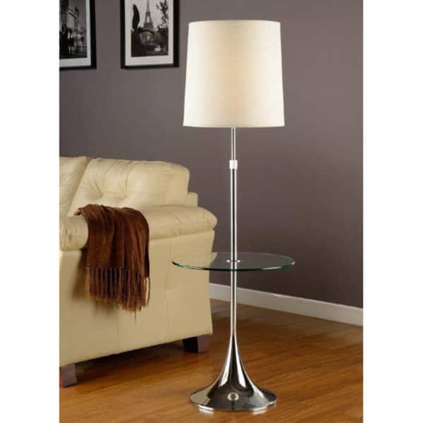 slide 2 of 2, Artiva USA Enzo Modern Adjustable 52 to 65-inch Chrome Floor Lamp with Tempered Glass Table