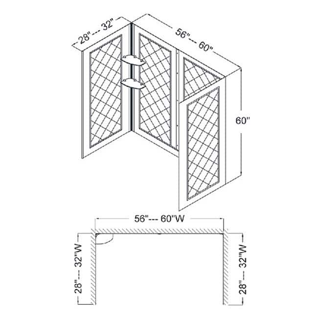 DreamLine QWALL-Tub 56-60 in. W x 28-32 in. D x 60 in. H Acrylic Backwall Kit - 28" - 32" x 56" - 60"