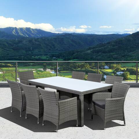 Atlantic Grand Liberty Deluxe 9 Piece Grey Rectangular Dining Set