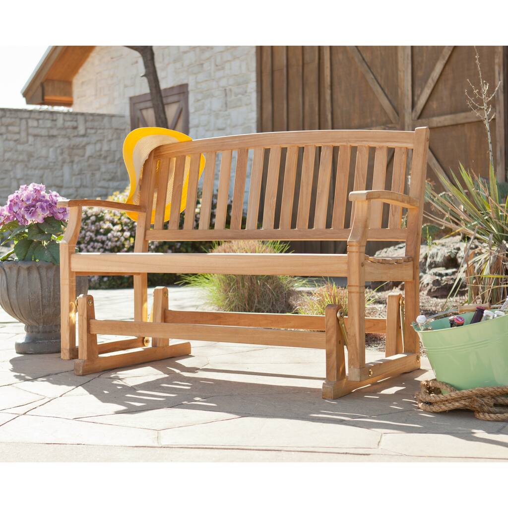 SEI Furniture Reseda Teak Outdoor Glider Bench