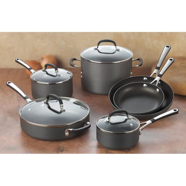 Simply Calphalon 10-Piece Nonstick Cookware Set - Hard-Anodized, Oven Safe To 450°F