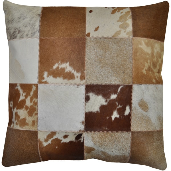 Shop Brown Leather Hide Hair Matador Pillow 18 Inch On Sale