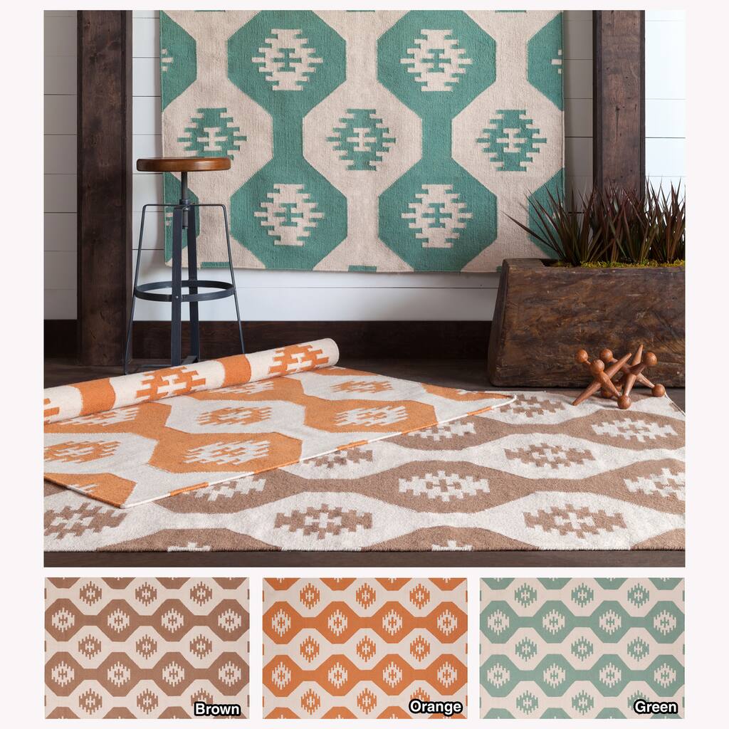 Artist's Loom Handmade Flatweave Contemporary Reversible Wool Rug - 3' x 5'