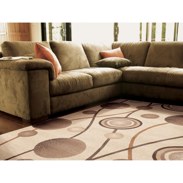 Hand tufted Contemporary Brown Retro Chic Brown Geometric Abstract Rug