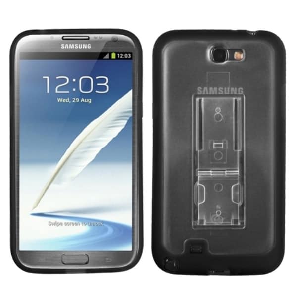 INSTEN Clear/ Black Gummy Phone Case Cover With Stand for Samsung
