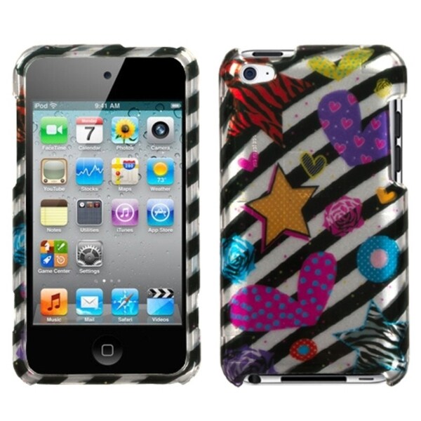 INSTEN Color Heart 2D Silver iPod Case Cover for Apple iPod Touch Generation 4