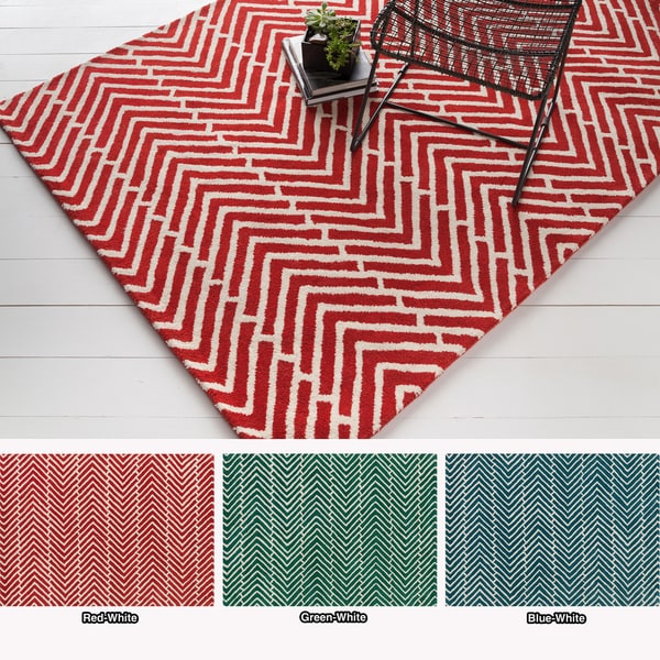 Artist's Loom Hand-tufted Contemporary Chevron Wool Rug (5'x7') - 5' x 7'