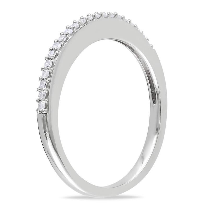 Miadora 10k White Gold 1/10ct TDW Diamond Anniversary Stackable Wedding Band Ring