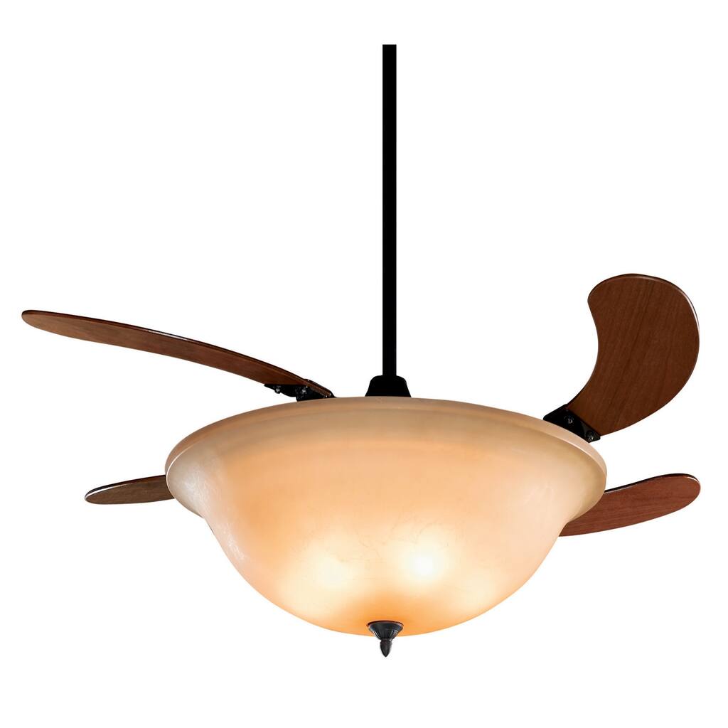 Fanimation Air Shadow 43-inch Glass Shade Retractable 3-light Ceiling Fan