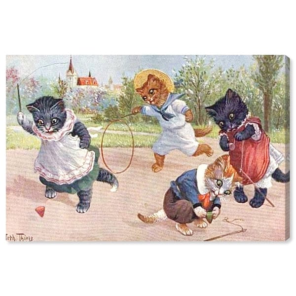 Shop Oliver Gal Kittens Playing In The Park Cats And Kittens Wall Art Canvas Print Overstock 8033314
