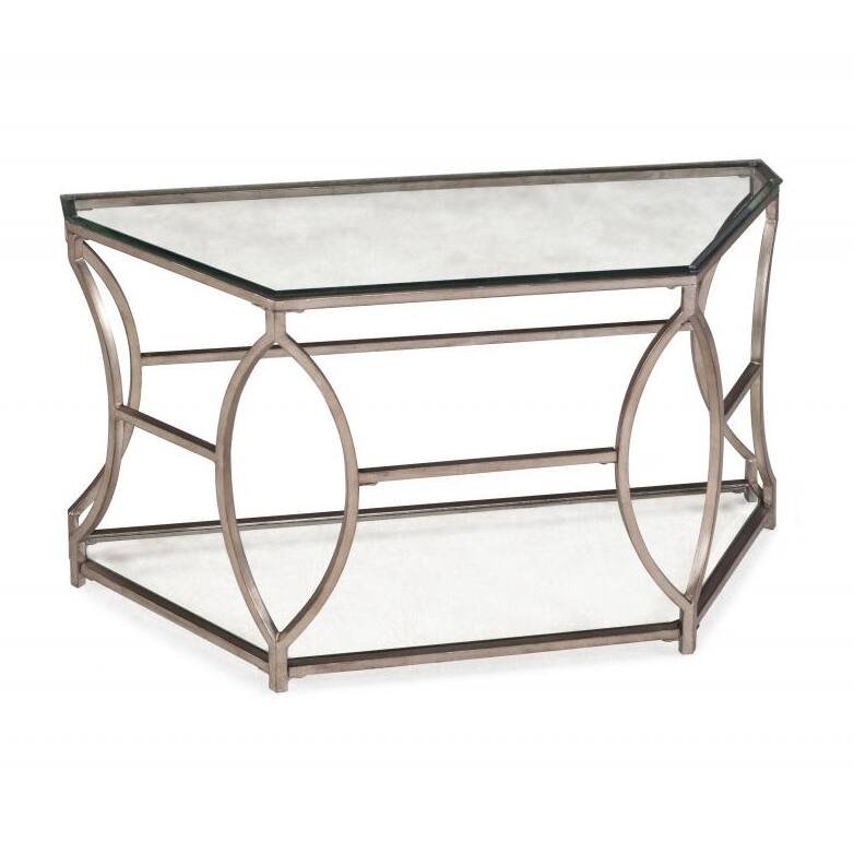 Nevelson Contemporary Glam Antique Gold Hexagonal Metal Console Table with Glass Top