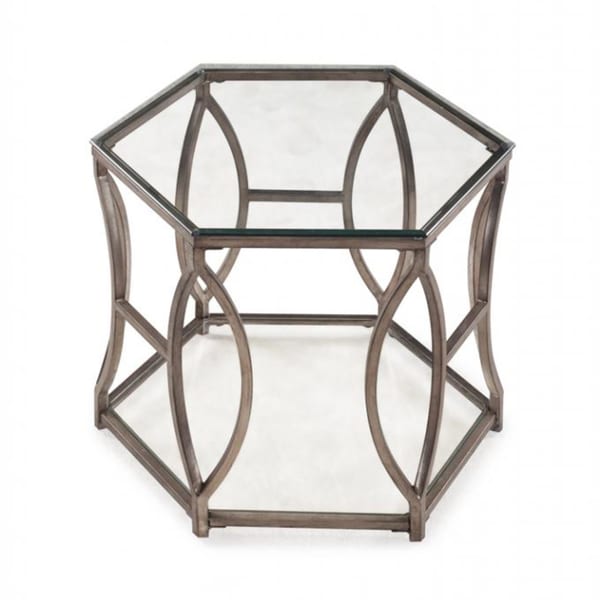 Nevelson Hexagonal Glass End Table Magnussen Home Furnishings Coffee, Sofa & End Tables
