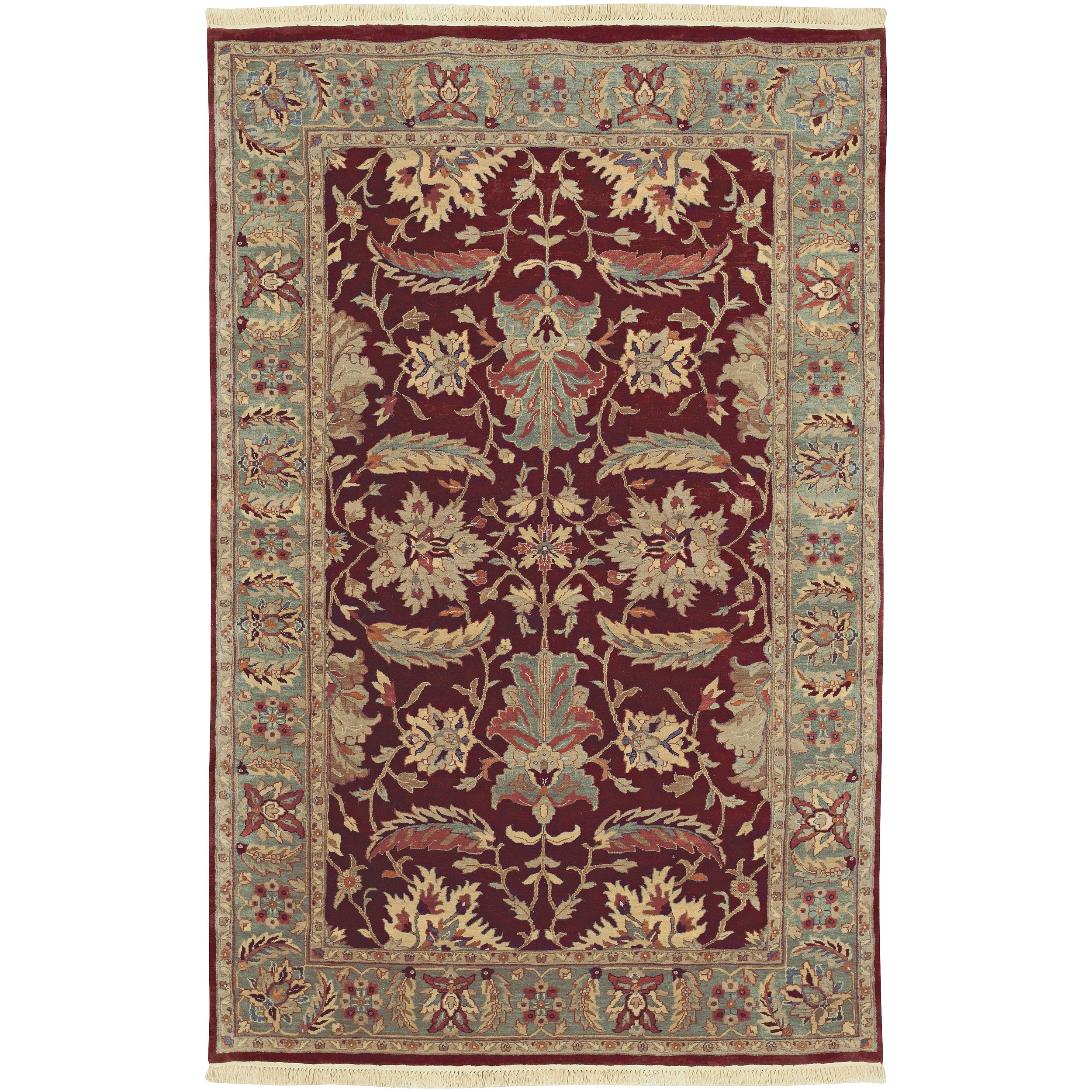 Hand knotted Cael Burgundy Semi worsted New Zealand Wool Traditional Oriental Rug (2 X 3)