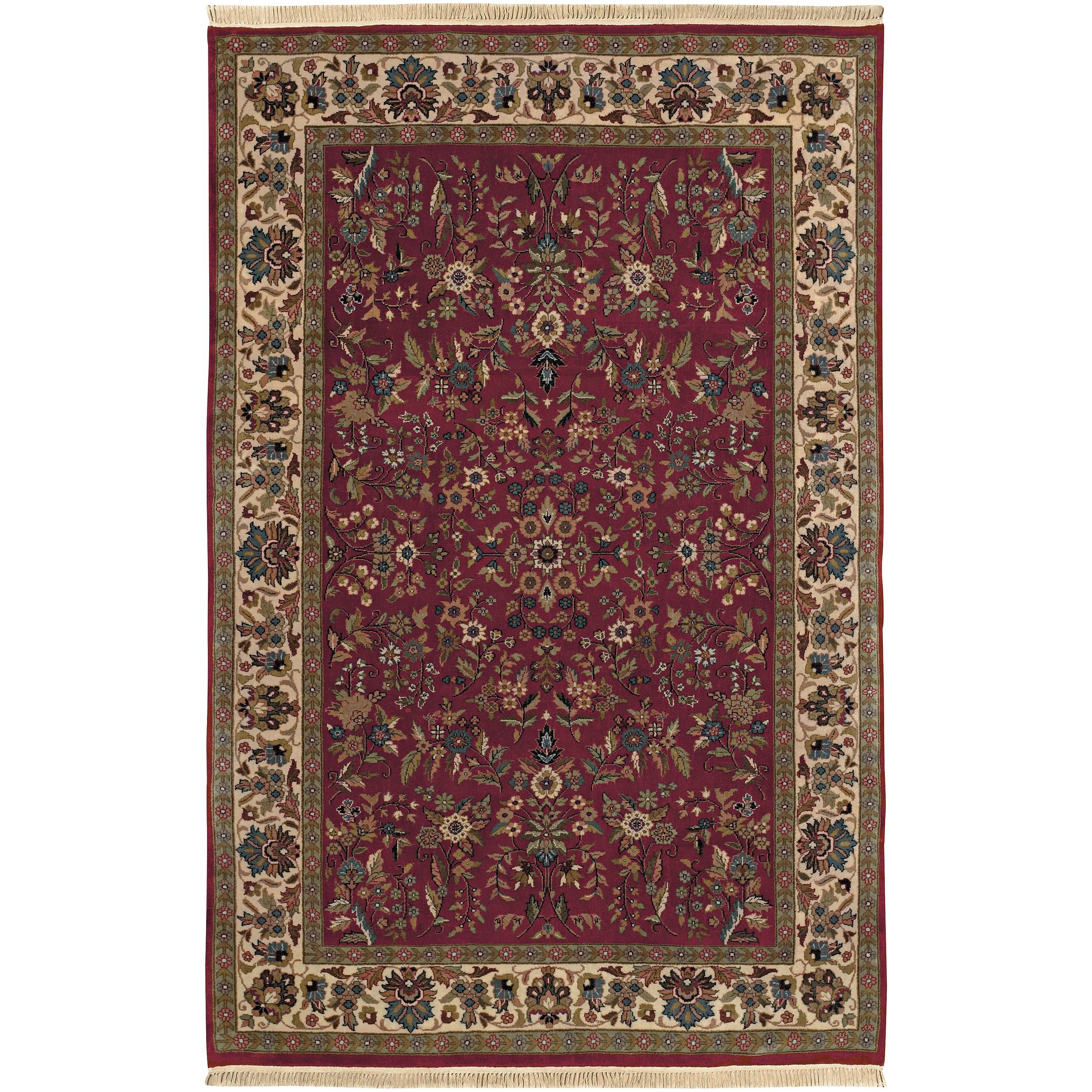 Hand knotted Caitlyn Burgundy Semi worsted New Zealand Wool Traditional Oriental Rug (36 X 56)