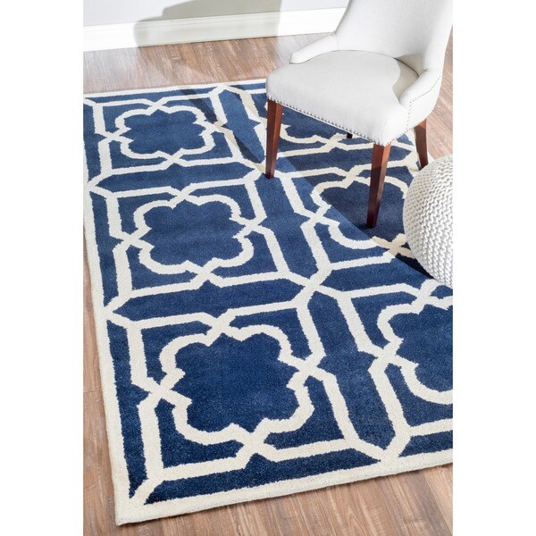 nuLOOM Handmade Moroccan Trellis Navy Wool Rug (6' x 9') 6' x 9