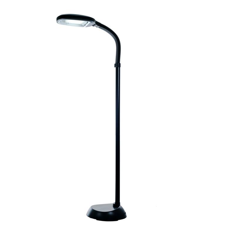 Lavish Home Adjustable Floor Lamp for Bedroom - Full Spectrum Natural Sunlight Lamp for Office with Bendable Neck - 5 feet - Black