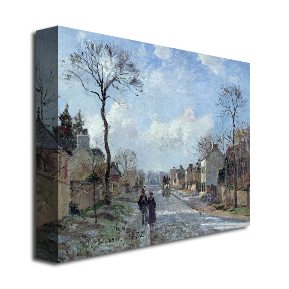 Camille Pissarro 'The Road to Louveciennes' Canvas Art - Blue