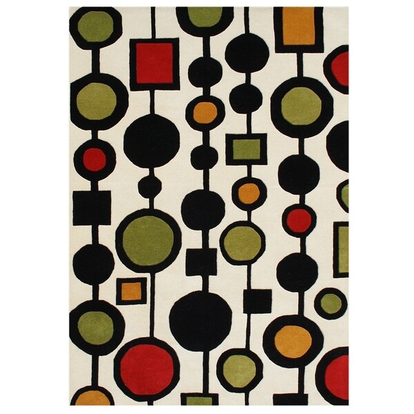 Alliyah Rugs Handmade Cream New Zealand Blended Wool Rug