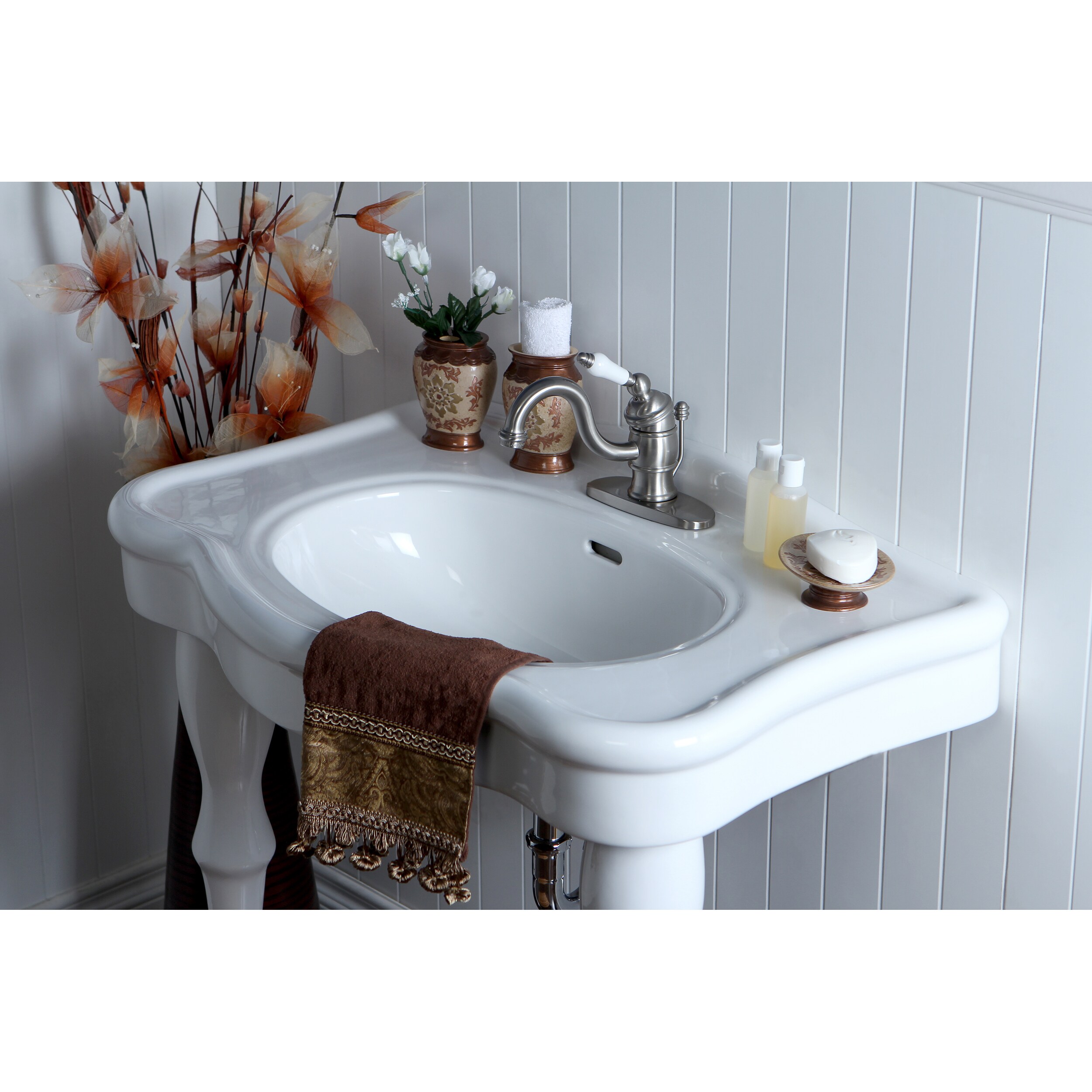 Vintage 32 Inch For 4 Inch Center Wall Mount Pedestal Bathroom Sink Vanity Overstock 8034293 Vintage 32 Inch For 4 Inch Center Wall Mount Pedestal Bathroom Sink Vanity Overstock 8034293