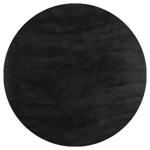 Hand tufted Posh Black Shag Rug (4' Round) Round/Oval/Square