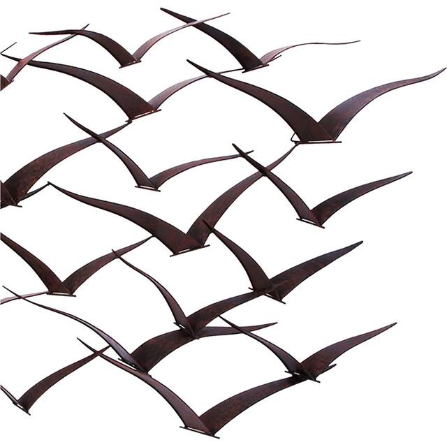 Handcrafted Flock of Metal Flying Birds Wall Art Overstock 8035158